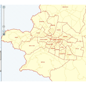 Map of the centers of the Social Activities Directorate of Sofia Municipality